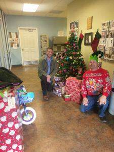 Mike and Andy with presents